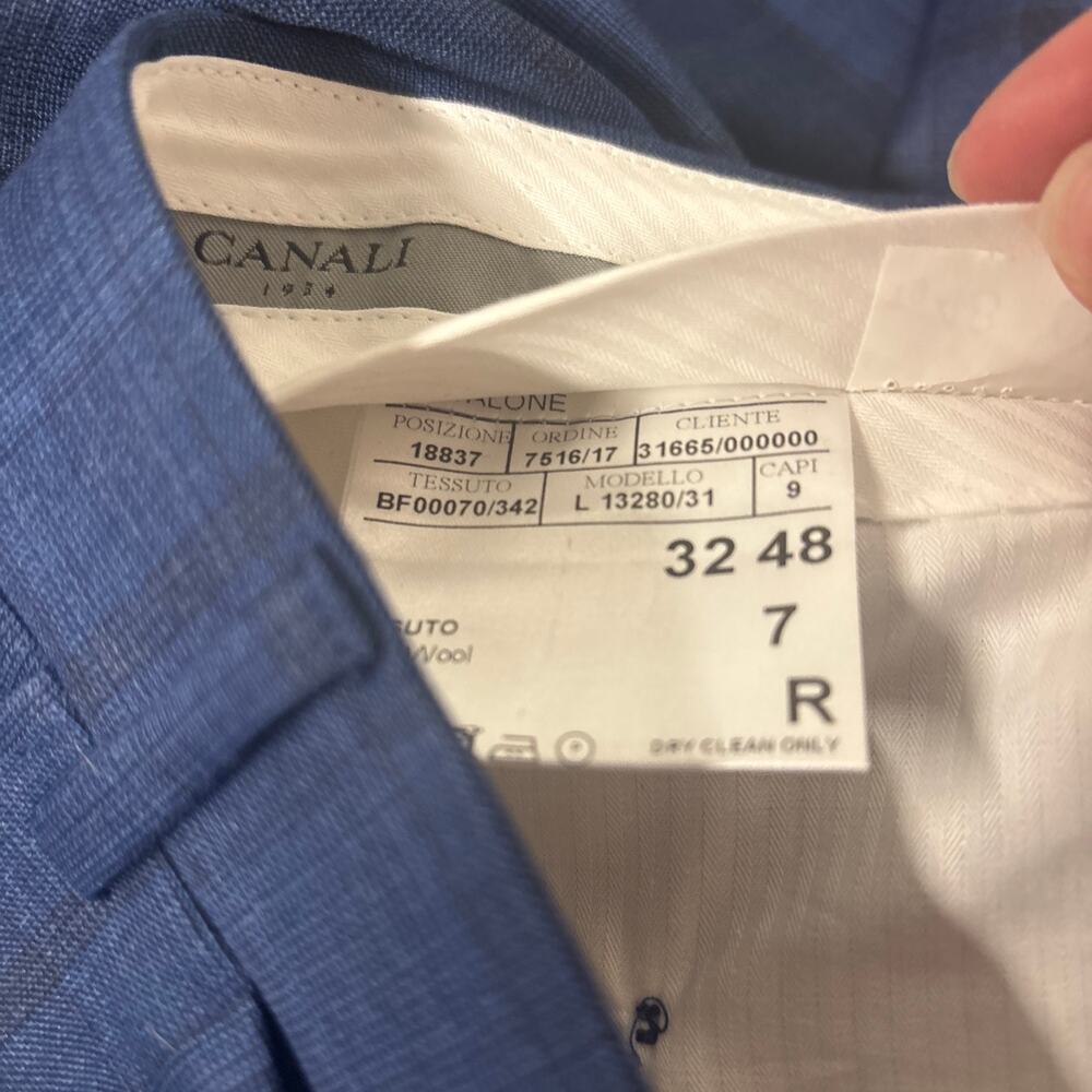 NEW 2 PC SUIT $1995 Canali Sz 38 EU 48 blue check plaid print sport coat blazer - Picture 11 of 13
